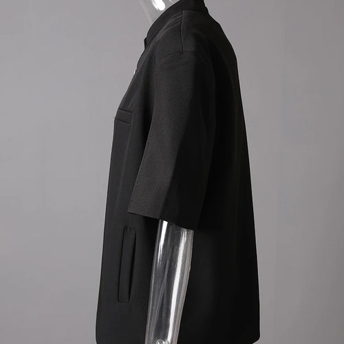 Load image into Gallery viewer, Women Black Buckle Big Size Elegant Blazer New Stand Collar Half Sleeve Jacket Fashion Tide Spring Summer 2025 CPG3087
