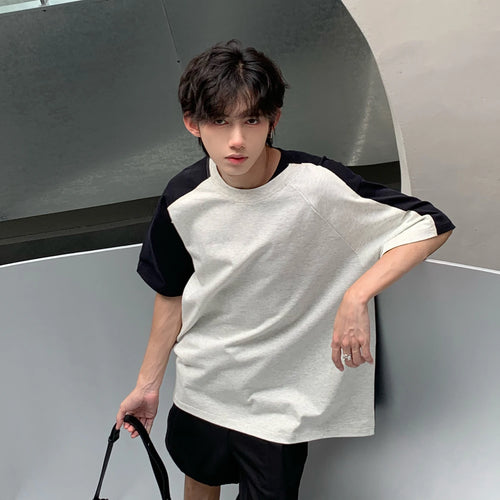 Load image into Gallery viewer, Man&#39;s Short Sleeve T-shirt Summer Patchwork Color Contrast Loose Casual Fashion Crew-neck  Male Shirt 9C5571
