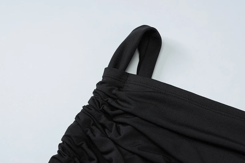 Hollow Out Lace Draped Sexy Maxi Dress For Women Gown Fashion One Shoulder Sleeveless Backless Bodycon Long Dress