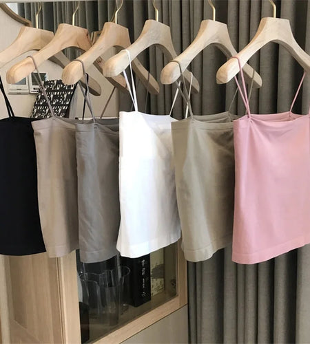 Summer Sleeveless Sexy Club Short Spaghetti Strap Vest Clothing Women Solid Slim Backless Slip Tops Simplicity Versatile Popular