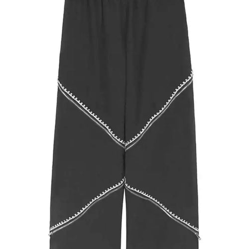Load image into Gallery viewer, High Elastic Waist Black Rhinestones Zipper Wide Leg Pants New Trousers Women Fashion Tide Spring Autumn 2025 1DJ0190
