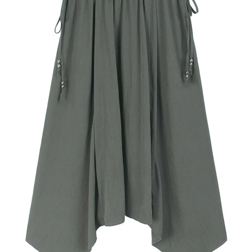 Load image into Gallery viewer, High Elastic Waist Gray Drawstring Irregular Hem A-line Half-body Skirt Women Fashion Tide New Spring Autumn 2025 1DJ0662
