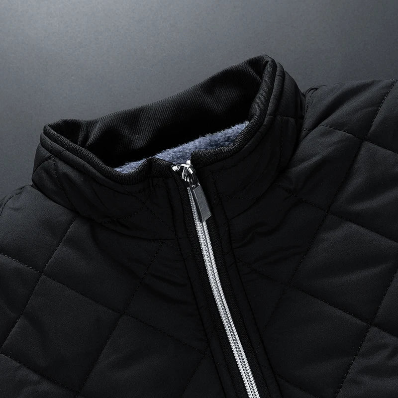 Men Solid Stand Collar Outwear Loose Waterproof Warm Thick Fleece Parkas with Fur Winter Vintage Streetwear Classic Jacket
