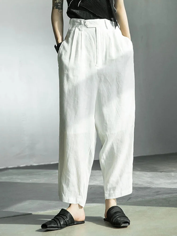 High Waist Black Topstitched Pockets Wide Leg Pants New Loose Fit Trousers Women Fashion Tide Spring Autumn 2025 1DF5357