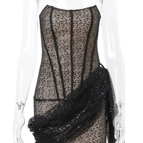 Load image into Gallery viewer, Elegant Strapless Skinny Sexy Mini Dress For Women Fashion Off-shoulder Backless Sleeveless Lace-up Club Party Dress
