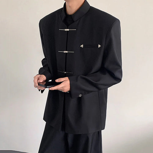 Load image into Gallery viewer, Men&#39;s Blazers New Chinese Stylish Stand Collar Style Metal Buckle Shoulder Male Shoulder Pad Clothing Spring 2025 9W1382
