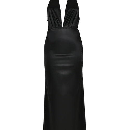 Load image into Gallery viewer, Deep V Backless Evening Dress for Women, Sexy Bodycon Dress, Satin Lace Up Flower Dress, Female Slim Party Night Clubwea
