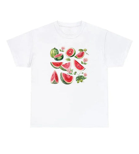 y2k Tees for Women Summer Clothes Casual Fruit Print Round Neck Short Sleeve T Shirts 2000s Tops Clothing Streetwear