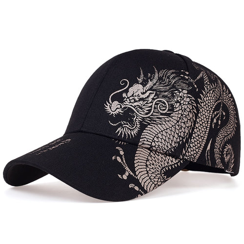 Load image into Gallery viewer, Unisex Baseball Cap Black Adjustable Chinese Style Cap Dragon Print Casual Snapback hats Bone Hip Hop Hat sun hats gorras
