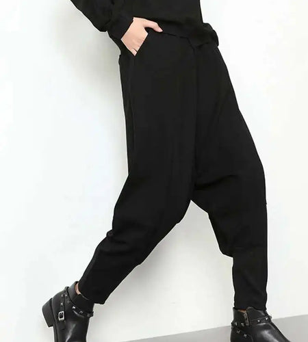 High Elastic Waist Black Pockets Casual Harem Pants New Loose Fit Trousers Women Fashion Tide Spring Autumn 2025 1DF4689