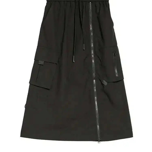 Load image into Gallery viewer, High Elastic Waist Black Zipper Long Spliced Long Casual Half-body Skirt Women Fashion Tide New Spring Autumn 2025 1DF1656
