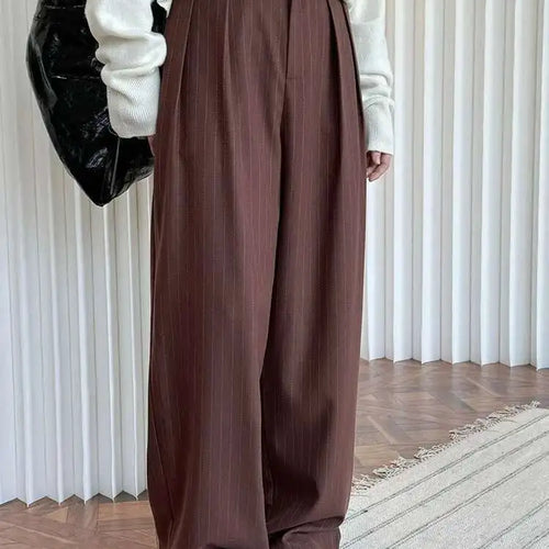 Load image into Gallery viewer, High Waist Navy Blue Striped Pleated Long Wide Leg Pants New Trousers Women Fashion Tide Spring Autumn 2025 1DH8669
