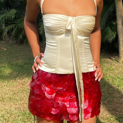 Load image into Gallery viewer, Sexy Strapless Hanging Collar Satin Tight Tie Women Top Vest Elegant Backless Slim Female Vest Spring/summer New 2025
