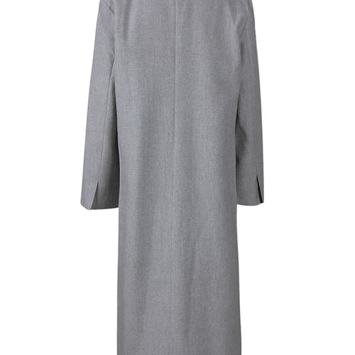 Load image into Gallery viewer, Women Gray Single Breasted Big Size Long Blazer New Lapel Long Sleeve Jacket Fashion Tide Spring Autumn 2025 1LD2132
