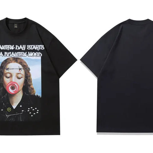 Load image into Gallery viewer, Hip Hop Tshirt Streetwear Girl Graphic Printed Short Sleeve T-Shirts Hip Hop Punk Gothic Oversize Tops Harajuku Casual Baggy Tee
