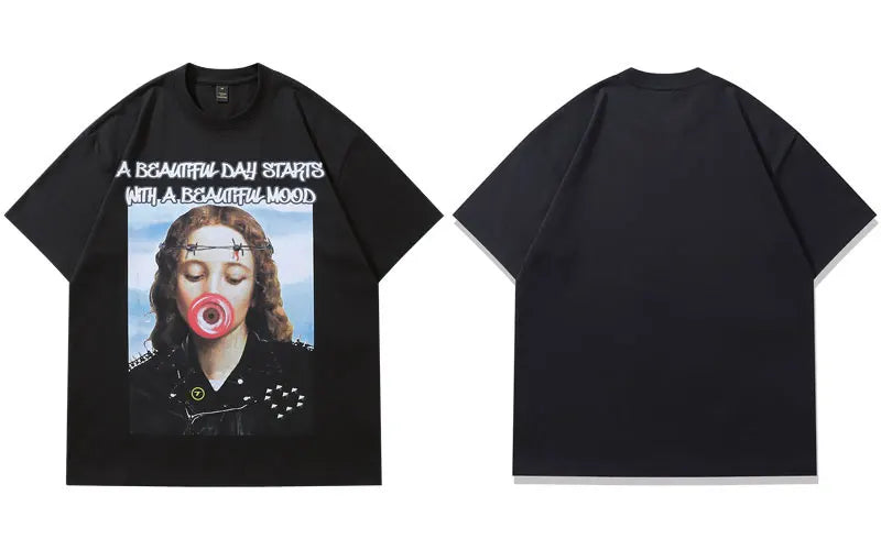 Hip Hop Tshirt Streetwear Girl Graphic Printed Short Sleeve T-Shirts Hip Hop Punk Gothic Oversize Tops Harajuku Casual Baggy Tee