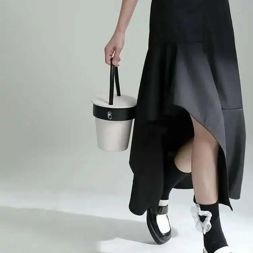 Load image into Gallery viewer, High Waist Irregular Black Ruffles Slit Elegant Party Half-body Skirt Women Fashion Tide New Spring Autumn 2025 1DE7718
