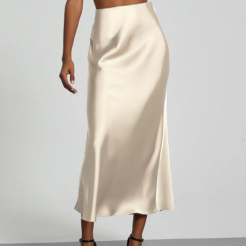 Load image into Gallery viewer, Fashion Satin Party Long Skirt High Waist Solid Color Casual Basic Women Skirts Fishtail Skirt Chic Summer Woman Clothing 2025
