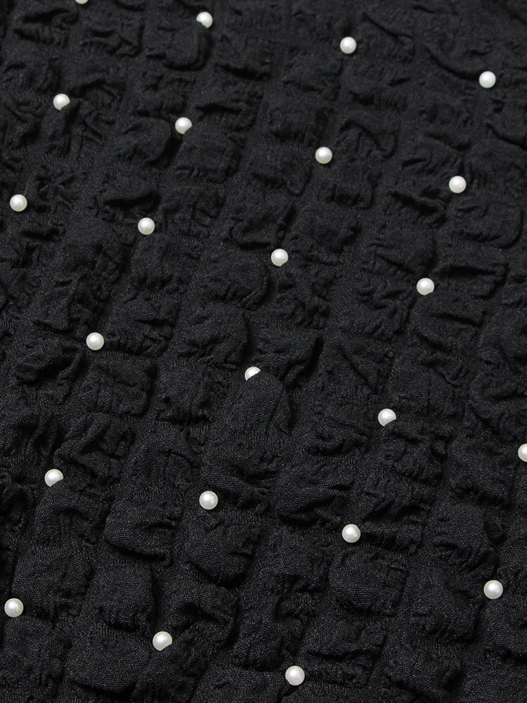 Designer Patchwork Pearls Sweatshirt For Women Round Neck Long Sleeve Spliced Chain Temperament Sweatshirts Female
