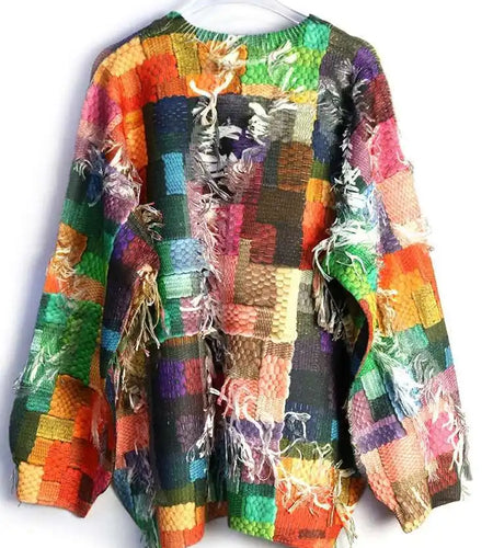 Orange Tassels Big Size Knitting Sweater Round Neck Long Sleeve Women Pullovers New Fashion Spring Autumn 2025 1DH8490