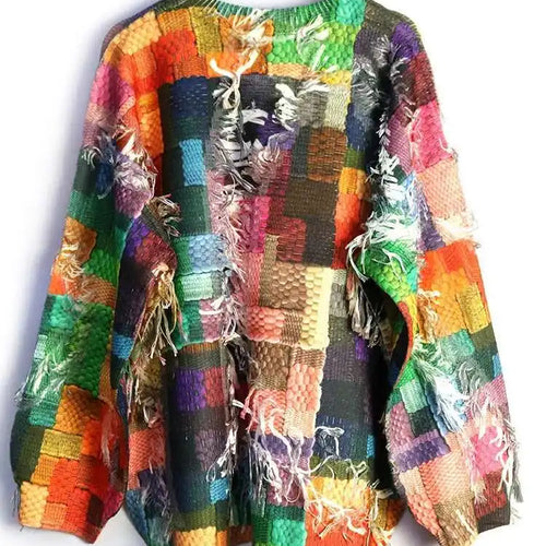 Load image into Gallery viewer, Orange Tassels Big Size Knitting Sweater Round Neck Long Sleeve Women Pullovers New Fashion Spring Autumn 2025 1DH8490
