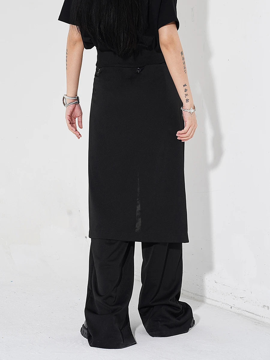 High Elastic Waist Black Button Pocket Long Wide Leg Pants New Trousers Women Fashion Tide Spring Autumn 2025 1DH4927