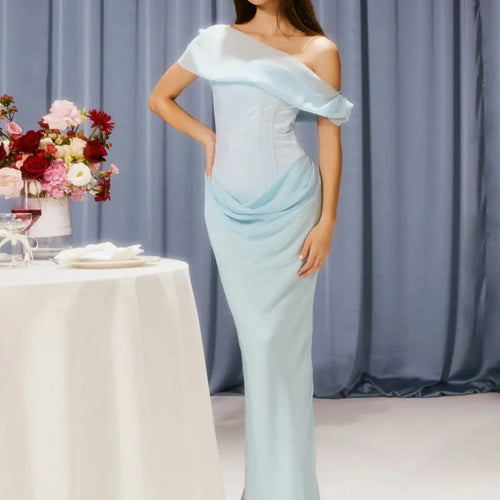 Load image into Gallery viewer, Elegant Mesh Patchwork Off Shoulder Bodycon Women Party Evening Dress 2025 Spring New Maxi Vestidos Sexy Backless Dress
