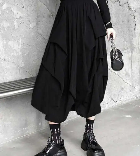 High Elastic Waist Black Brief Long Wide Leg Pants New Loose Fit Trousers Women Fashion Tide Spring Autumn 2025 1DF1506