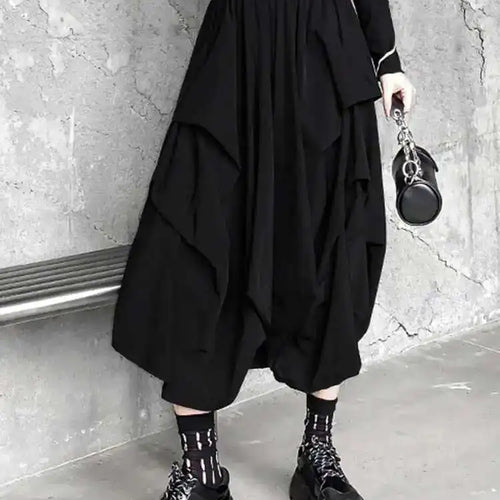 Load image into Gallery viewer, High Elastic Waist Black Brief Long Wide Leg Pants New Loose Fit Trousers Women Fashion Tide Spring Autumn 2025 1DF1506
