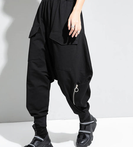 High Elastic Waist Black Brief Long Harem Trousers New Loose Fit Pants Women Fashion Tide Spring Autumn 2025 1DC778