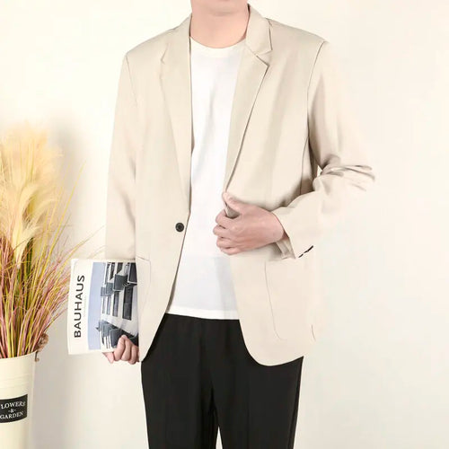 Load image into Gallery viewer, Business Casual Men's Suit Jackets Lapel Solid Color Simple Single Breasted Loose Pocket Male Coats Spring Menswear 9W1229
