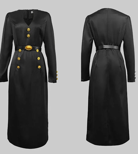 Wedding Evening Banquet Dresses for Women Clothing Formal Original Creation Buttoned Long Sleeve Dress for Ladies