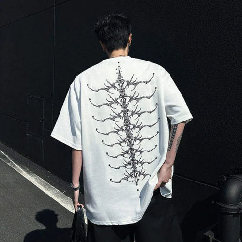 Load image into Gallery viewer, Men&#39;s T-shirts Short Sleeve Letter Printing Trendy Embroidered Nail Bead Shoulder Pad Tide Pullover Male Casual Top 9W1831

