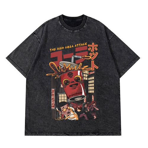 Load image into Gallery viewer, Vintage Washed Tshirts Anime T Shirt Harajuku Oversize Tee Cotton fashion Streetwear unisex top 7 v
