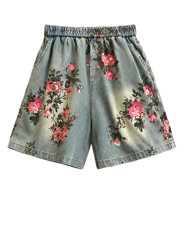 Blue Denim Shirt Wide Leg Shorts Two Piece Suit New Lapel Short Sleeve Women Fashion Tide Spring Summer 2025 1DH6138