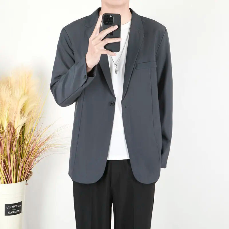 Men's Business Casual Suit Jackets Solid Color Single Breasted New Trendy Loose Handsome Spring Male Blazer 2025 9W1307