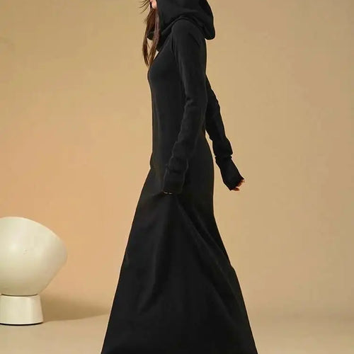 Load image into Gallery viewer, Women Oat Color Knitting Ankle Length Dress New Hooded Long Sleeve Loose Fit Fashion Tide Spring Autumn 2025 1DH3764
