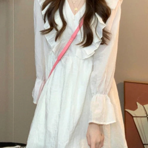 Load image into Gallery viewer, Chic Chiffon Long-sleeved Mini Dress Women Spring Autumn Korean Style Dress Female Popular Youthful French Dresses Ladies
