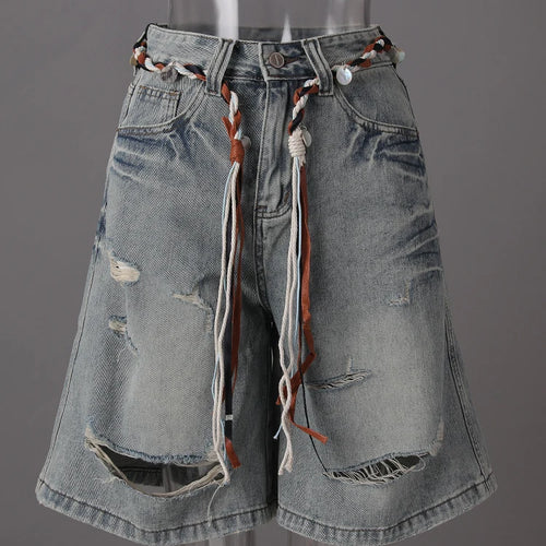 Load image into Gallery viewer, High Waist Blue Denim Bandage Knee Length Wide Leg Jeans New Women Trousers Fashion Tide Spring Autumn 2025 CPG3001
