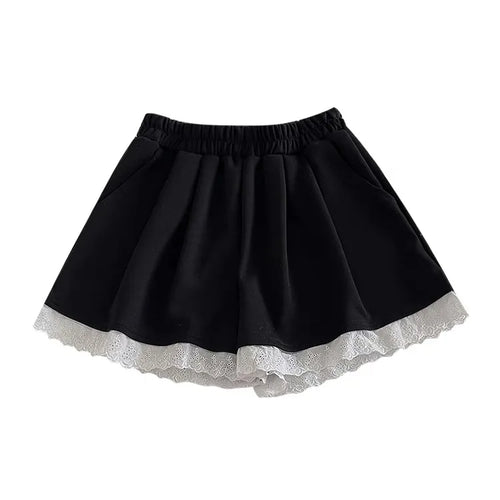 Load image into Gallery viewer, Black White High Waist Slim Mini Pleated Shorts 2024 Spring Summer Fashion Ladies Sweet Gray Lace Shorts For Women Clothes Trend
