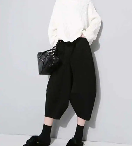 High Elastic Waist Black Pleated Wide Leg Pants New Loose Fit Trousers Women Fashion Tide Spring Autumn 2025 1DF5744