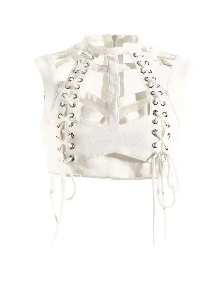 Wide Leg Pants Hollow Out Two Piece Suit New Stand Collar Long Sleeve Loose Fit Women Fashion Spring Autumn 2025 1DE9154