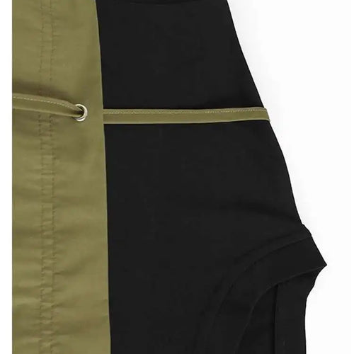 Load image into Gallery viewer, Women Khaki Color-block Pleated Big Size Midi Dress New Round Neck Short Sleeve Fashion Tide Spring Summer 2025 1DH5680
