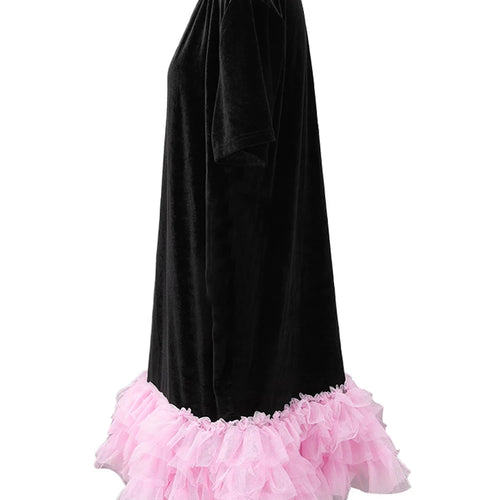 Load image into Gallery viewer, Women Green Mesh Ruffles Hem Big Size Knee-Length Dress New Round Neck Short Sleeve Fashion Spring Summer 2025 CPG2904
