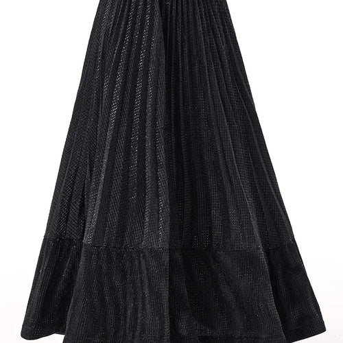 Load image into Gallery viewer, High Elastic Waist Silver Color Pleated A-line Pleated Half-body Skirt Women Fashion Tide New Spring Autumn 2025 1DJ0054
