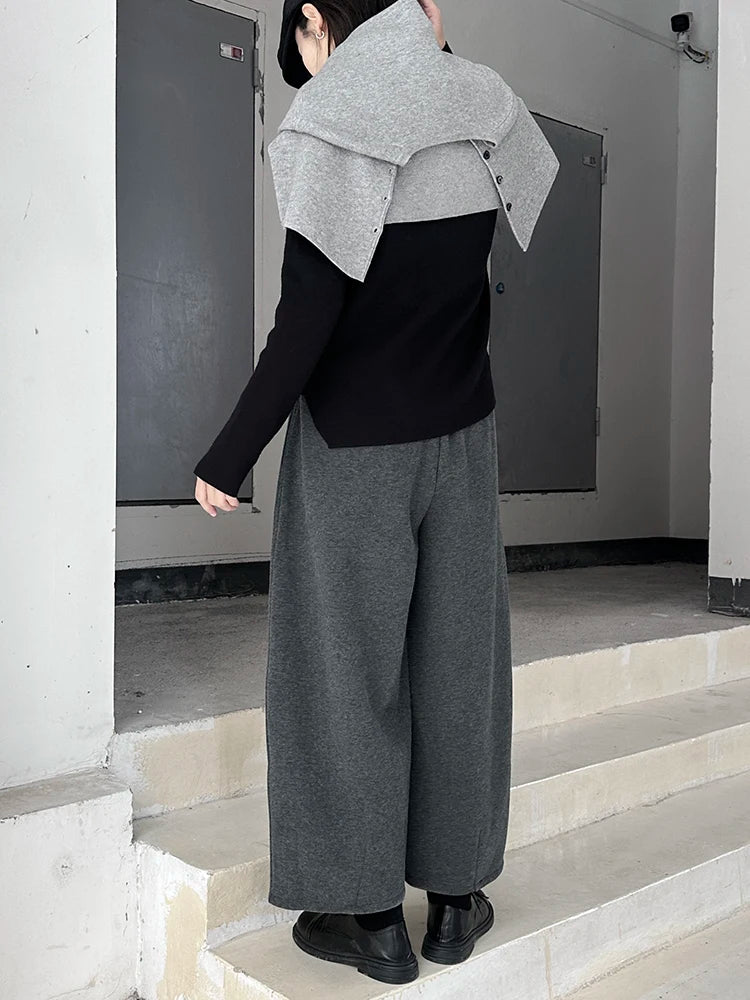 High Elastic Waist Gray Brief Shaped Thick Wide Leg Pants New Trousers Women Fashion Tide Autumn Winter 2025 1DH9205