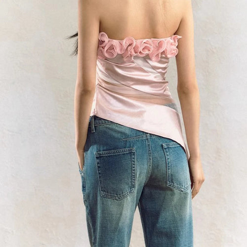 Load image into Gallery viewer, Hit Color Slimming Spliced Appliques Vests For Women Strapless Sleeveless Tunic Temperament Chic Vest Female New
