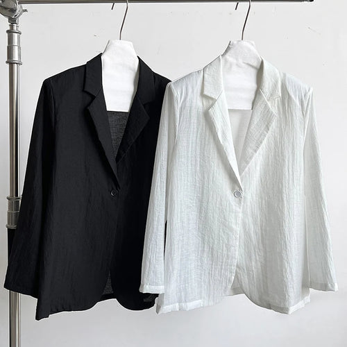 Load image into Gallery viewer, Women White Brief Elegant Thin Big Size Casual Blazer New Lapel Long Sleeve Jacket Fashion Tide Spring Autumn 2025 1DJ1086
