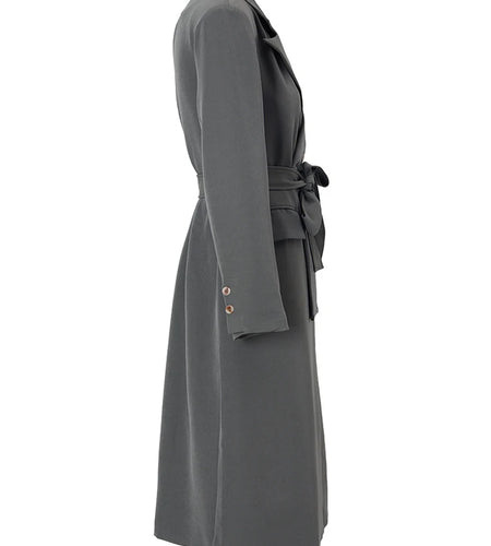 Women Gray Irregular Big Size Long Elegant Blazer New Lapel Long Sleeve Jacket Fashion Tide Spring Autumn 2025 17A2732