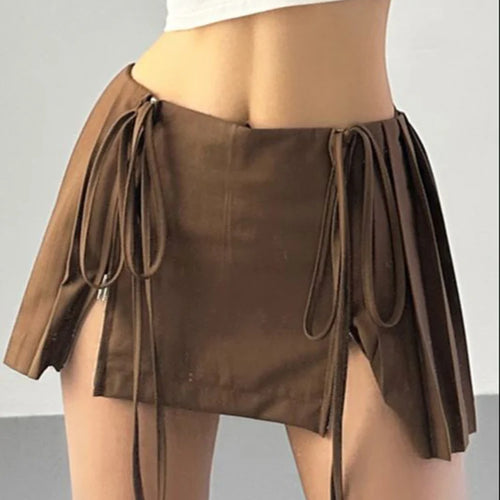 Load image into Gallery viewer, Summer High Waist Skirts Womens Sexy Mini Skirts Vintage Bandage Pleated Skirt Korean Tennis Skirts Short khaki White Black 2023
